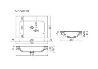 Раковина накладная Ceramicanova Grace 71х45,7х13,7 см, для ванной комнаты, белый, CN7031wx