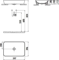 Накладная раковина Creavit Ultra UL060-00MB00E-0000 60 жемчужно-белая, прямоугольная