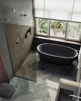 Душевая перегородка Maybahglass MGD-703-5у 69 см, профиль хром матовый, стекло бронза матовое