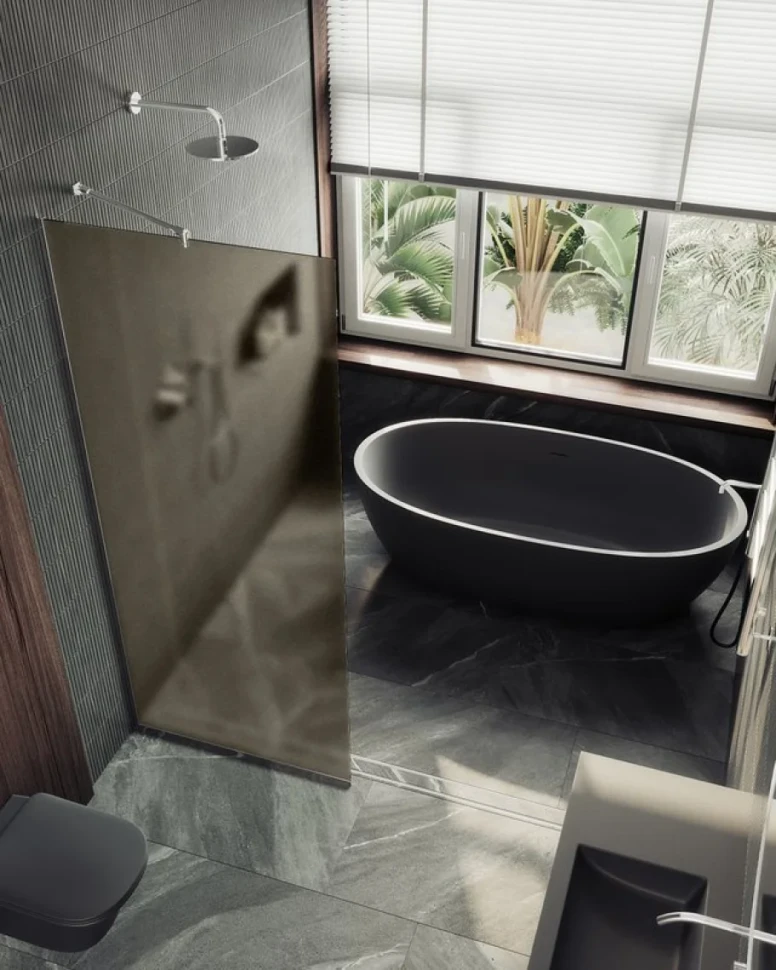 Душевая перегородка Maybahglass MGD-703-5у 69 см, профиль хром матовый, стекло бронза матовое