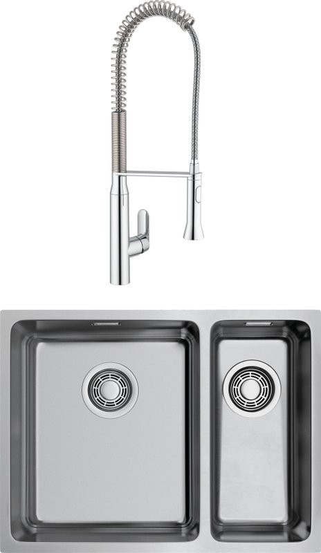 Комплект Мойка Omoikiri TADZAVA 58-2-U/IF L + Смеситель Grohe K7 32950000 с гибким изливом
