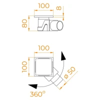 Душевой трап RGW Drain Leo 02-10Gb 10x10, в пол, золото brush, с сифоном