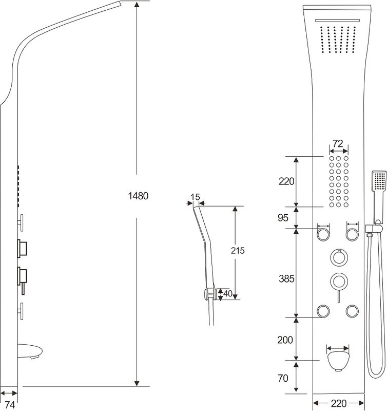 Душевая панель Ceruttispa Victoria BR CT9981 черная