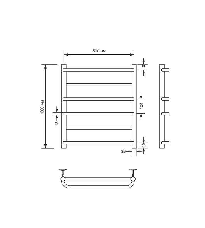Полотенцесушитель электрический Comfysan Puro-K EC-6 60x55 см, скрытое подключение справа, слева, матовый белый, лесенка, из стали, с полкой