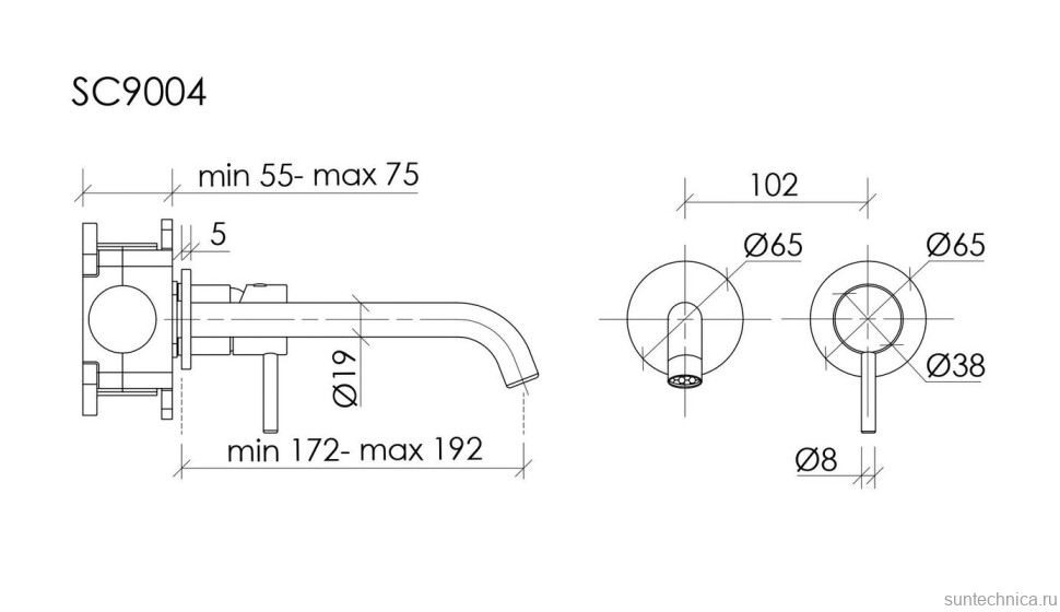 Смеситель для раковины Sancos Etna, вороненая сталь, SC9004GG