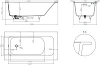 Ванна из искусственного камня Salini Orlanda Plus Kit S-Sense 190x100 см, встраиваемая, белая, на ножках, со сливом-переливом, с донным клапаном