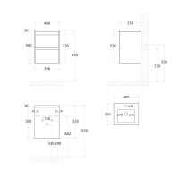 Тумба с раковиной Art&Max Family-M 40 подвесная, bourbon oak