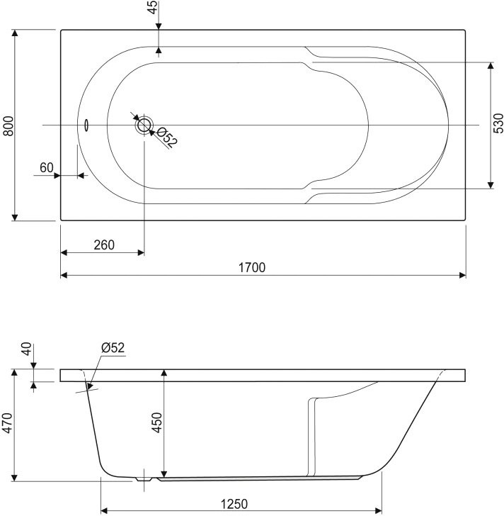 Акриловая ванна Cezares Arno W37 170x80 см, пристенная, белая, с каркасом