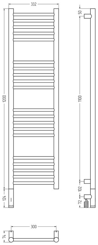 Полотенцесушитель электрический Сунержа Богема 3.1 32-6004-1230 130x35 см, подключение слева, золотой шелк, лесенка