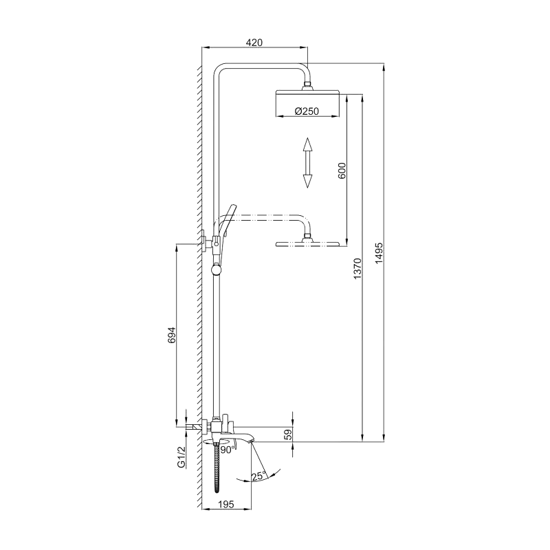 Душевая стойка Frap H75 F2475-6 черная