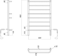 Полотенцесушитель электрический Domoterm Орфей П8 50x80 EK R