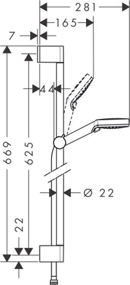 Душевой комплект Смеситель Hansgrohe Rebris S 72440000 хром + Гарнитур Crometta Vario 650 26532400