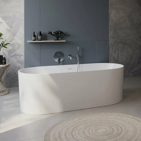 Акриловая ванна BelBagno BB705-1800-800 180x80 см, отдельностоящая, белая, овальная, на ножках, со сливом-переливом, с донным клапаном