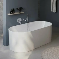 Акриловая ванна BelBagno BB705-1800-800 180x80 см, отдельностоящая, белая, овальная, на ножках, со сливом-переливом, с донным клапаном