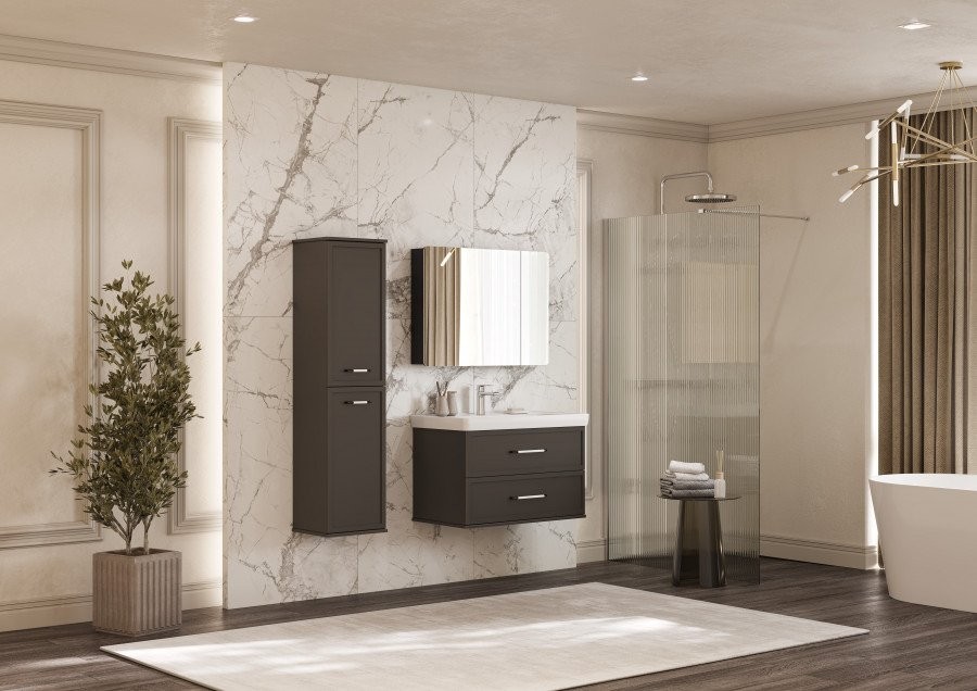 Зеркало-шкаф AQUATON Ар-Деко 85 серый кобальт