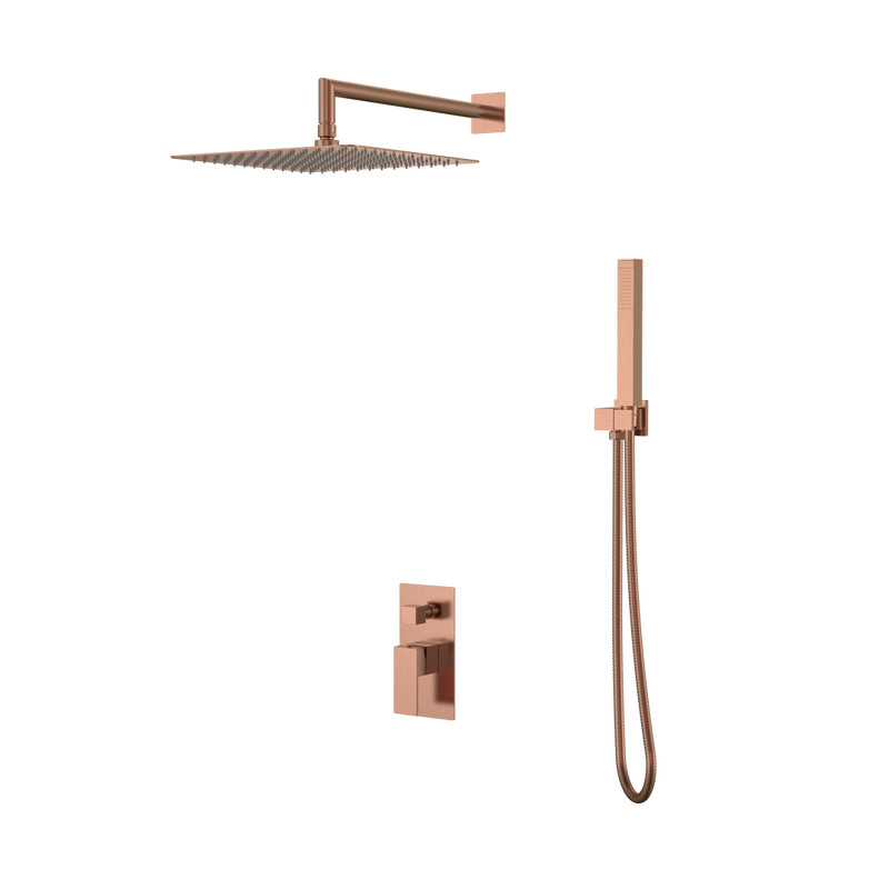 Душевой комплект Boheme Qubic 474-3-CB С ВНУТРЕННЕЙ ЧАСТЬЮ, copper brushed