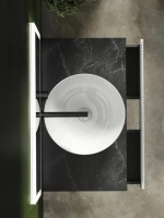 Тумба с раковиной Sancos Snob R 80 см, bianco, столешница черный мрамор, раковина CN5024