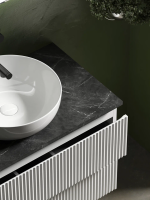 Тумба с раковиной Sancos Snob R 80 см, bianco, столешница черный мрамор, раковина CN5024