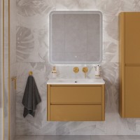 Тумба с раковиной Cezares Relax 80 подвесная, 2 ящика, брашированное золото