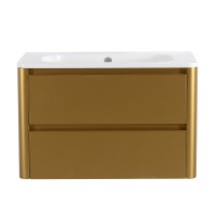 Тумба с раковиной Cezares Relax 80 подвесная, 2 ящика, брашированное золото