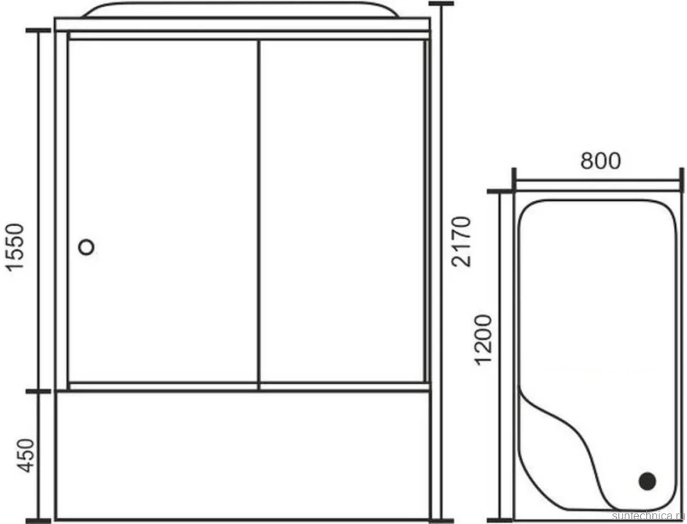 Душевая кабина Royal Bath BP RB8120BP2-M-L с высоким поддоном, с сиденьем