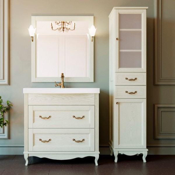 Мебель для ванной комнаты ValenHouse Лиора 90 слоновая кость, фурнитура бронза