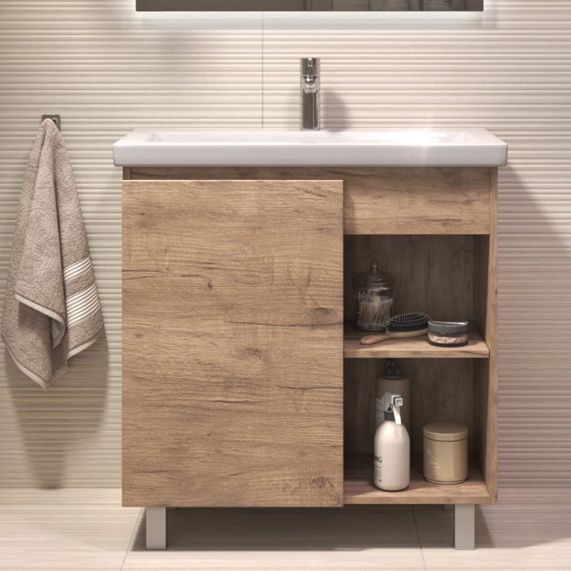 Тумба с раковиной Vigo Milos 80 напольная, дуб золотой