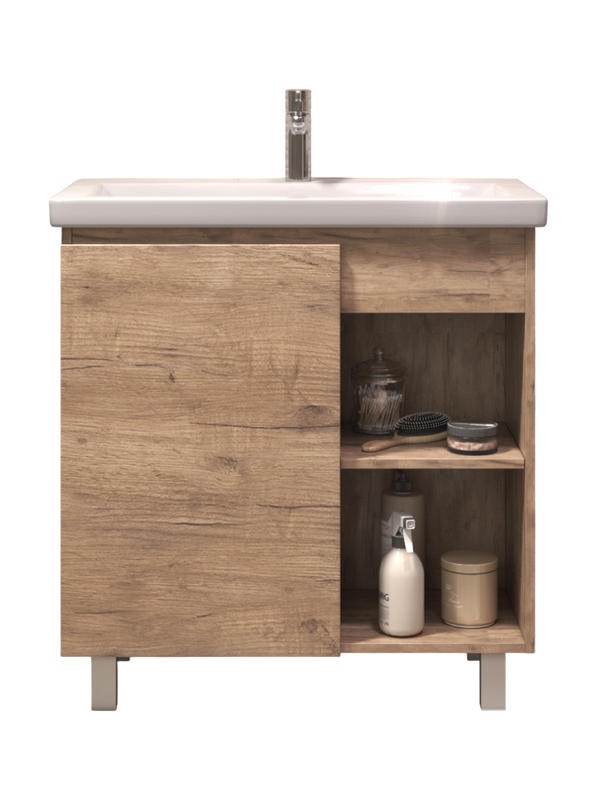 Тумба с раковиной Vigo Milos 80 напольная, дуб золотой