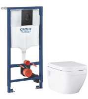 Комплект Унитаз подвесной Grohe Euro Ceramic 39703000 безободковый + Инсталляция Rapid SL 1000044 3 в 1 с панелью смыва