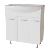 Тумба с раковиной Mixline Вега 75 глянцевая белая, в сборе