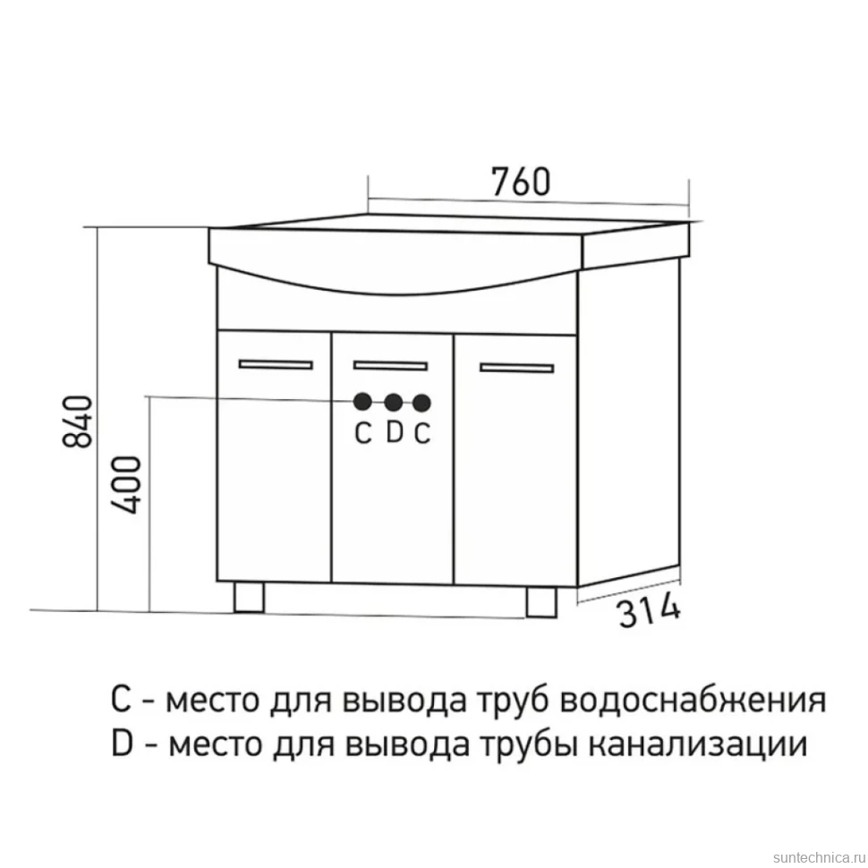 Тумба с раковиной Mixline Вега 75 глянцевая белая, в сборе
