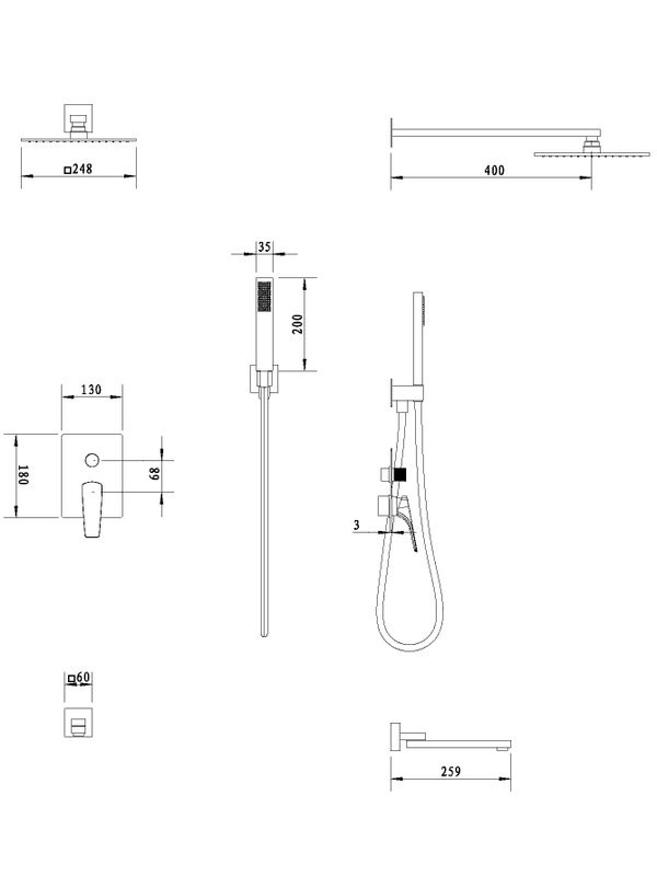 Душевой комплект Vincea Puro VSFW-5P1CH С ВНУТРЕННЕЙ ЧАСТЬЮ, хром