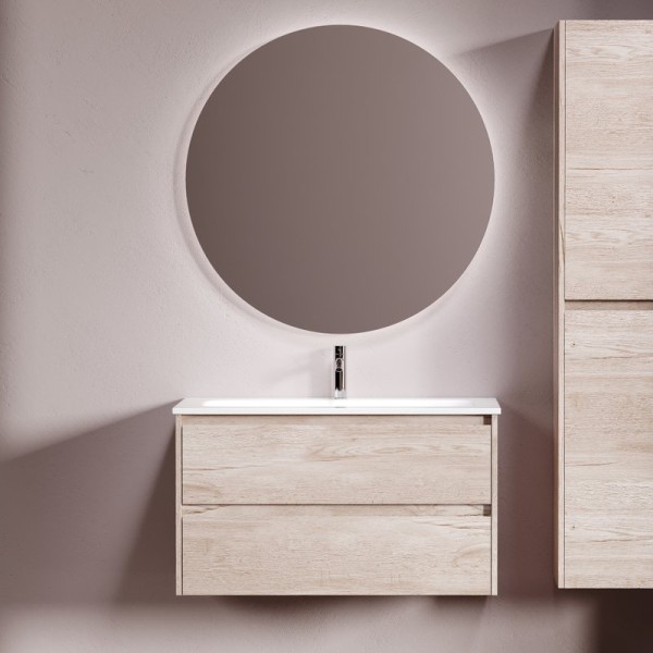 Мебель для ванной комнаты Sancos Libra 90 подвесная, дуб галифакс натуральный, раковина СN7019