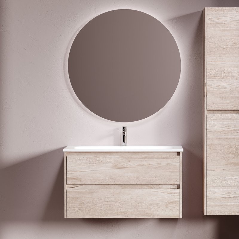 Мебель для ванной комнаты Sancos Libra 90 подвесная, дуб галифакс натуральный, раковина СN7019