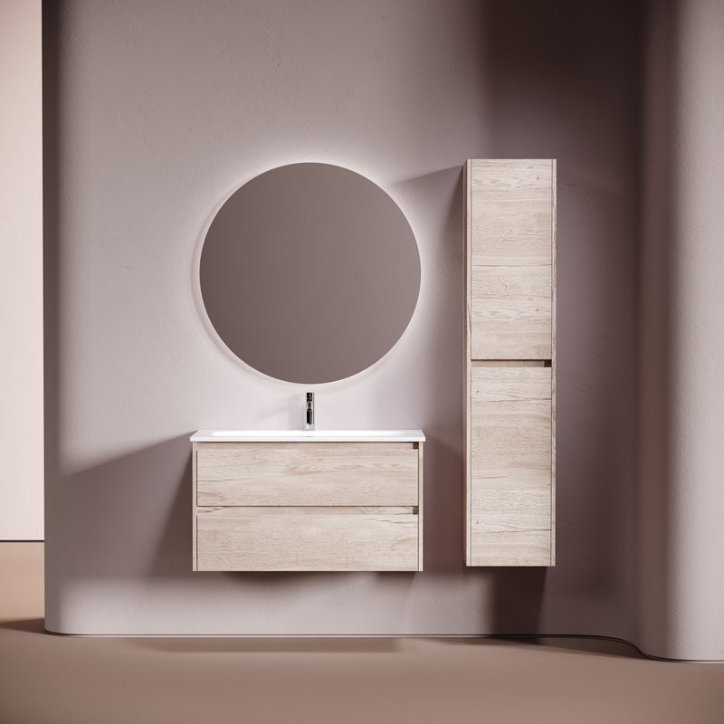 Мебель для ванной комнаты Sancos Libra 90 подвесная, дуб галифакс натуральный, раковина СN7019