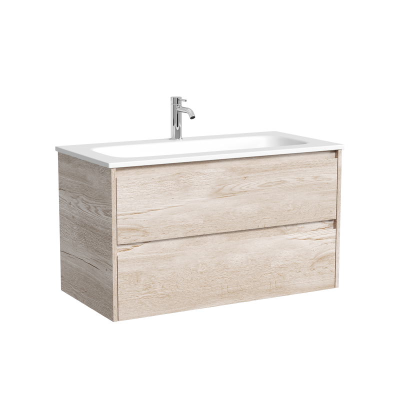 Мебель для ванной комнаты Sancos Libra 90 подвесная, дуб галифакс натуральный, раковина СN7019