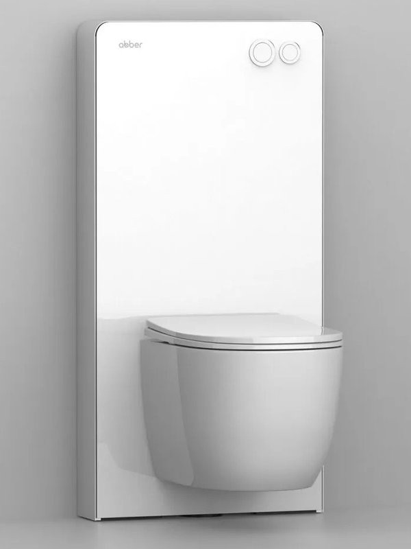 Инсталляция с кнопкой Abber AC0107MW цвет белый, пневматическое управление, крепление на стену