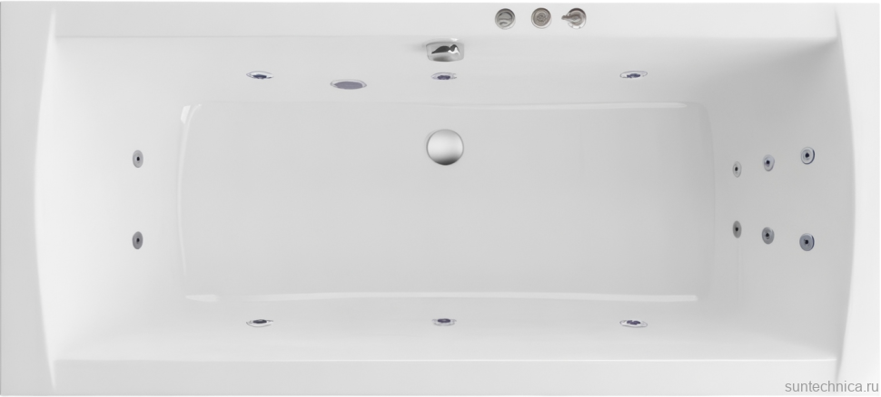 Акриловая ванна Excellent Aquaria Lux Slim Smart 180x80 см, встраиваемая, с гидромассажем, белая, с каркасом, со сливом-переливом