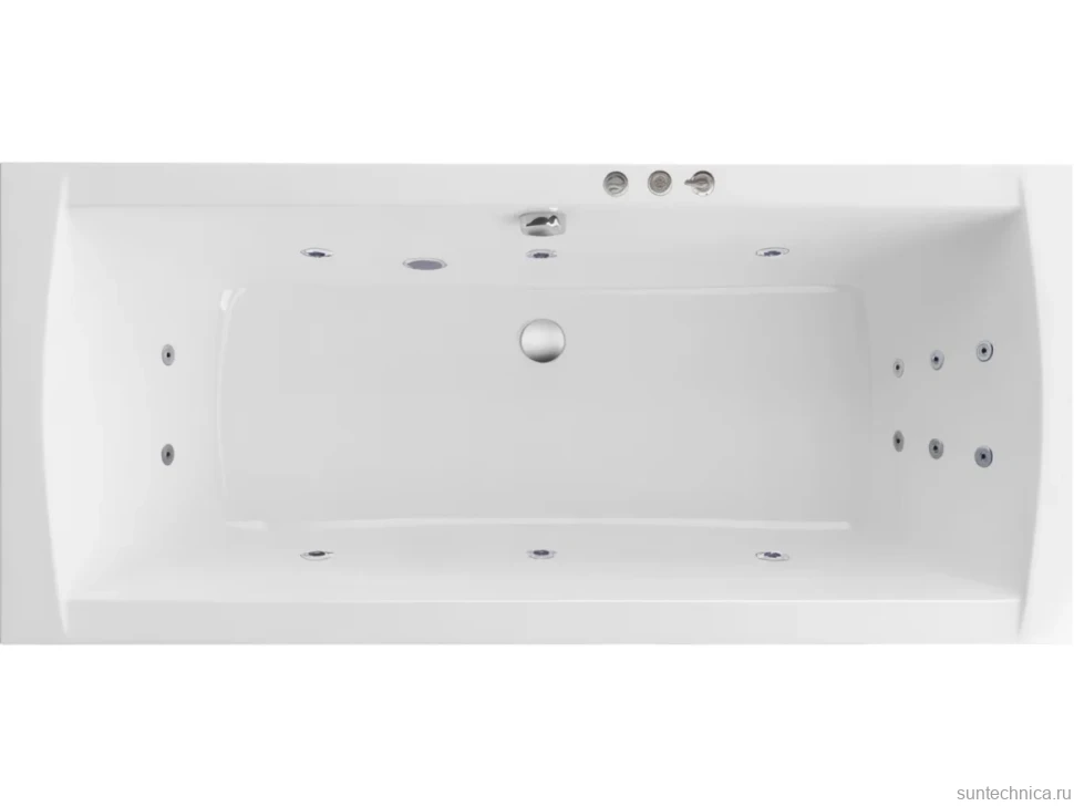 Акриловая ванна Excellent Aquaria Lux Slim Smart 180x80 см, встраиваемая, с гидромассажем, белая, с каркасом, со сливом-переливом