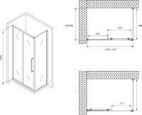 Душевой уголок Abber Schwarzer Diamant AG30130MH-S75M 130х75, профиль хром, стекло матовое