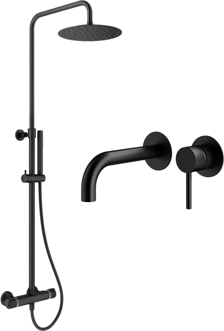 Комплект для ванной Plumberia Selection Ixo KITXO6302NO210 С ВНУТРЕННЕЙ ЧАСТЬЮ, черный матовый