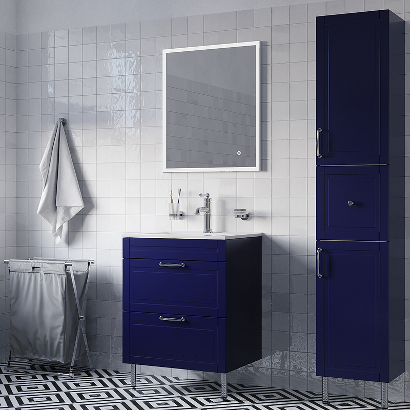 Тумба с раковиной IDDIS Oxford 60 напольная, синяя, раковина 0136000i28