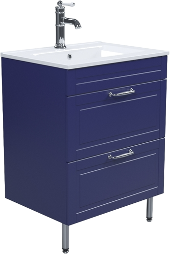 Тумба с раковиной IDDIS Oxford 60 напольная, синяя, раковина 0136000i28