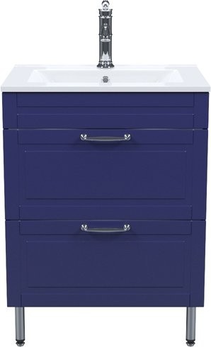 Тумба с раковиной IDDIS Oxford 60 напольная, синяя, раковина 0136000i28