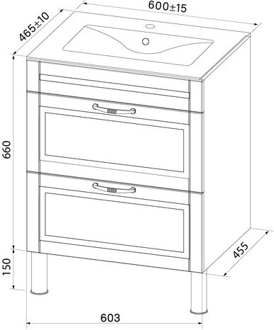Тумба с раковиной IDDIS Oxford 60 напольная, синяя, раковина 0136000i28