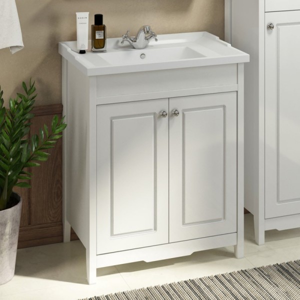 Тумба с раковиной Comforty Тбилиси 70 напольная, белый глянец