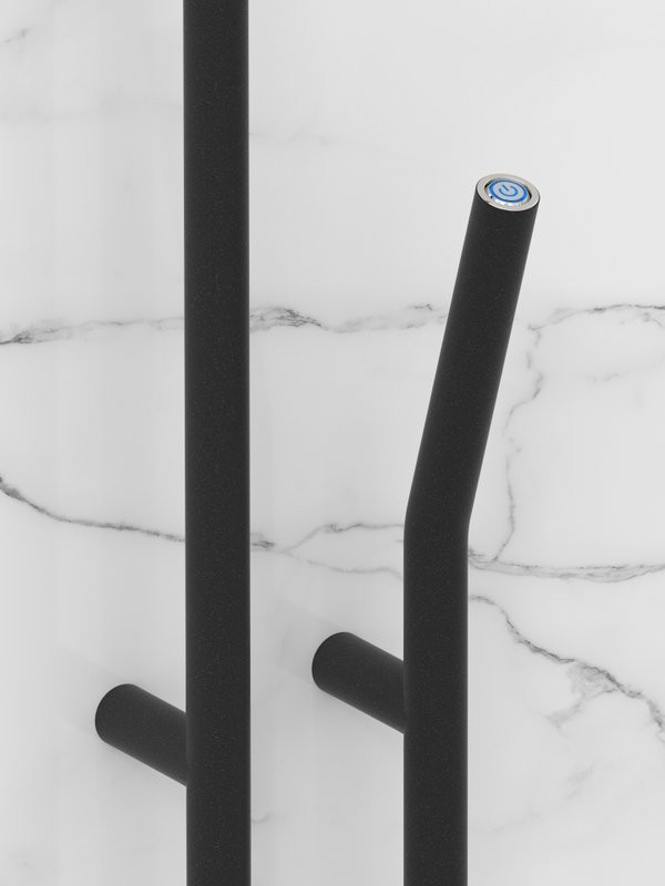 Полотенцесушитель электрический Сунержа Локон 15-0887-1612 160x10 см, подключение справа, скрытое подключение справа, темный титан муар, I-образный