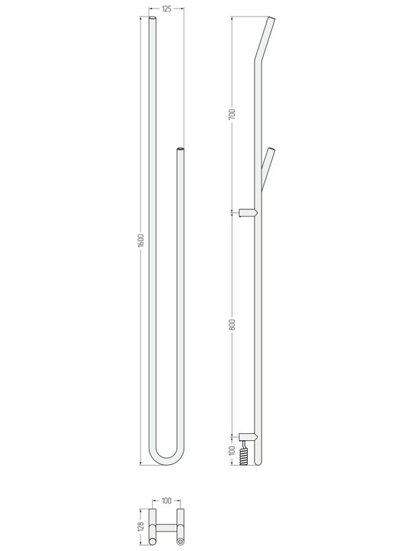 Полотенцесушитель электрический Сунержа Локон 15-0887-1612 160x10 см, подключение справа, скрытое подключение справа, темный титан муар, I-образный