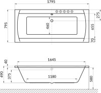 Акриловая ванна Excellent Aquaria 180x80 см, пристенная, белая, на ножках