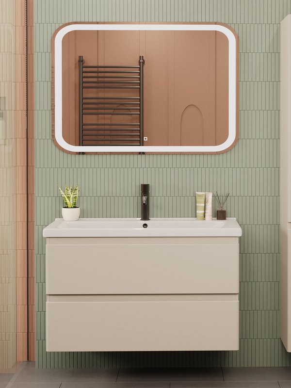 Мебель для ванной комнаты SanStar Riana 100 подвесная, cappuccino, раковина Миранда 100